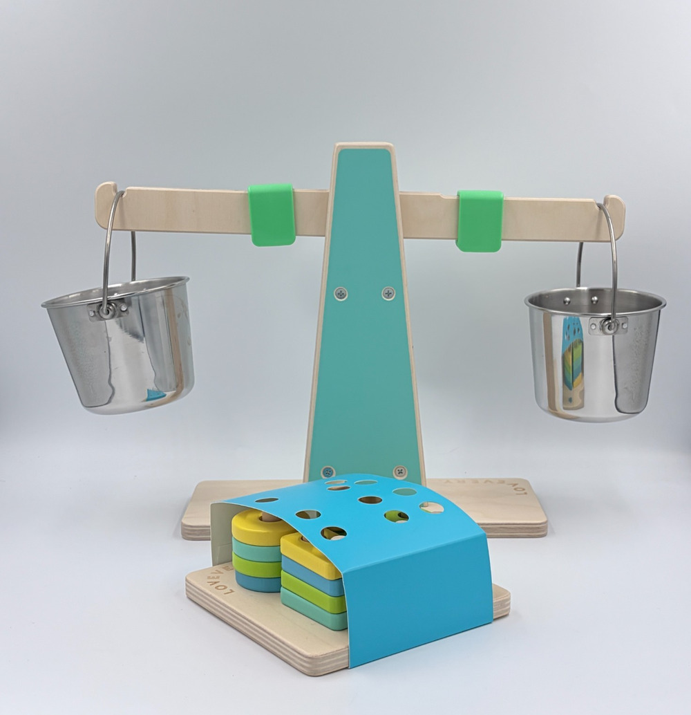 Lovevery Every Which Weigh Scale & Sort & Stack Peg Wooden Enthusiast Play Kit